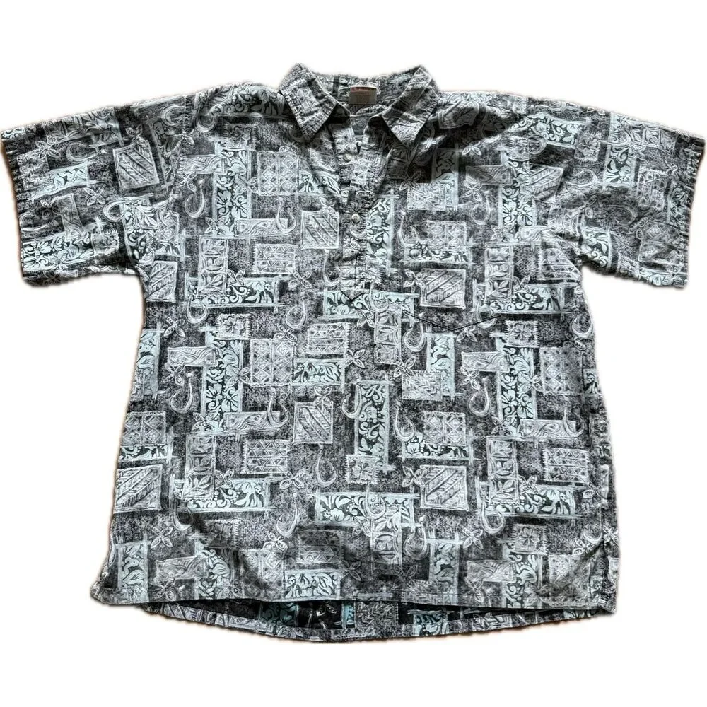Go Barefoot Makau Fish Hook Hawaiian Shirt Men’s Size XL